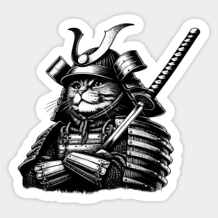 Cool Cat Samurai Portrait Ninja Japan Art Sticker